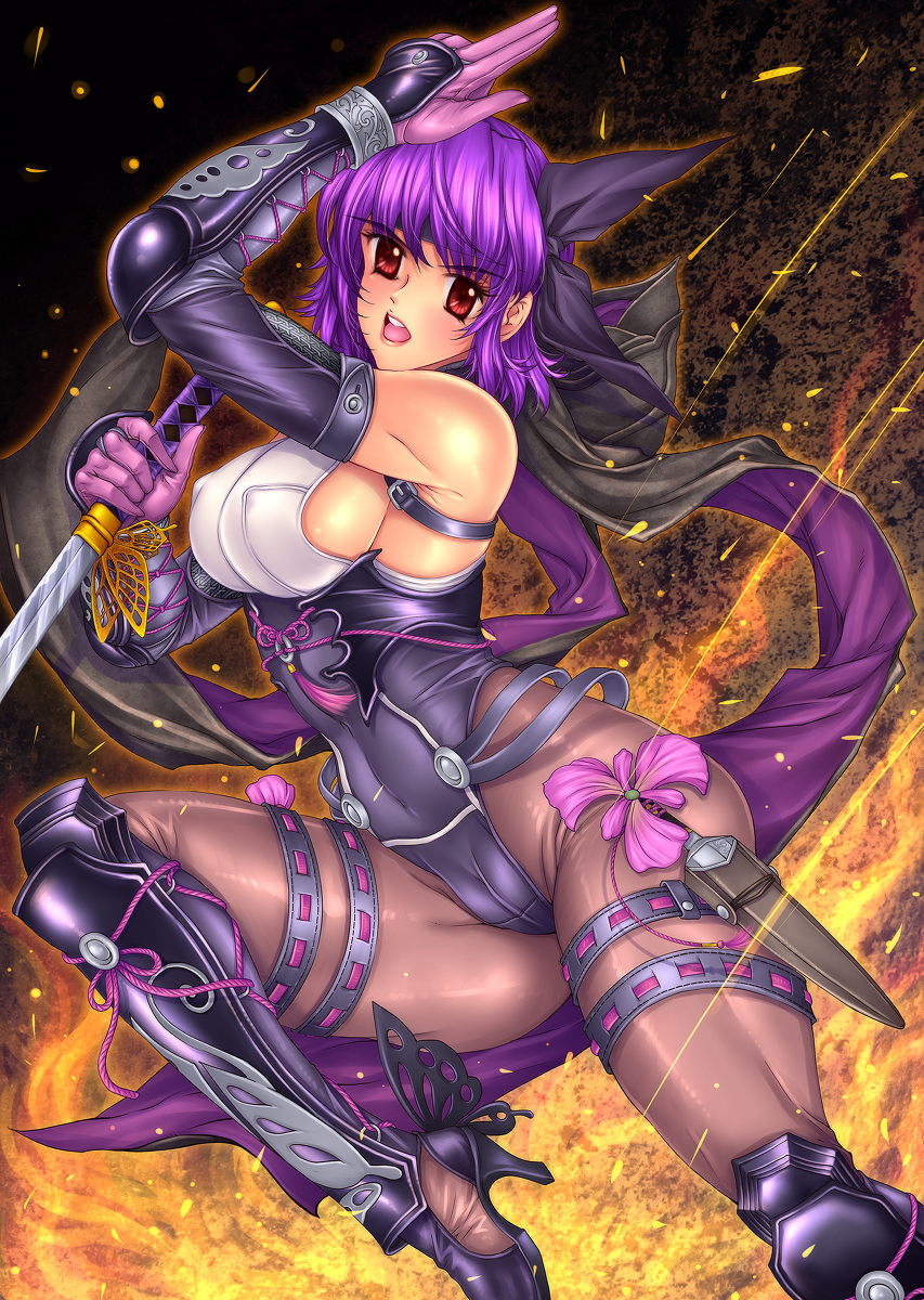 1girl verführerisch ayane ayane_(doa) bare_shoulders big_breasts big_breasts dead_or_alive dead_or_alive_2 dead_or_alive_3 dead_or_alive_4 dead_or_alive_5 dead_or_alive_6 dead_or_alive_xtreme dead_or_alive_xtreme_2 dead_or_alive_xtreme_3 dead_or_alive_xtreme_3 _fortune dead_or_alive_xtreme_beach_volleyball dead_or_alive_xtreme_venus_vacation Blumenhandschuhe high_res John_r Kunai Kunoichi Trikot Ninja_gaiden purple_hair red_eyes short_hair sideboob silf Schwert Tecmo Zähne Upper_teeth_only Waffe