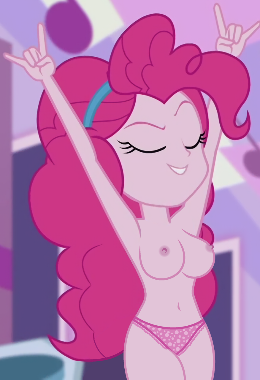 1girls big_breasts Brüste bekleidet bearbeiten equestria_girls hasbro my_little_pony Höschen pinkie_pie_(eg) pinkie_pie_(mlp) Screenshot oben ohne topless_female