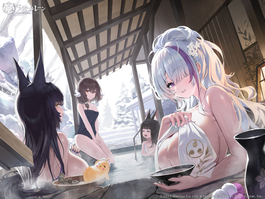 4girls absurd_res animal_ear_fluff animal_ears azur_lane große_brüste vogel schwarzes_haar stumpfer_knall brüste braunes_haar eimer küken geschlossene_augen copyright_name becherblume essen fuchsohren graues_haar haar_zwischen_augen haar_blume haar_ornament haar_über_einem_auge hochauflösend langes_haar blickender_betrachter manjuu_(azur_lane) mittlere_brüste mikasa_(azur_lane) multicolored_hair multiple_girls musashi_(azur_lane) nagato_(azur_lane) nail_polish onsen geteilte_lippen teilweise_untergetaucht lila_augen sakazuki sitzend schnee durchnässte_füße dampf streifiges_haar oberschenkel baum unzen_(azur_lane) oberkörper wasser nass weiß_blume holzeimer garn_(garn_03) gelbe_augen