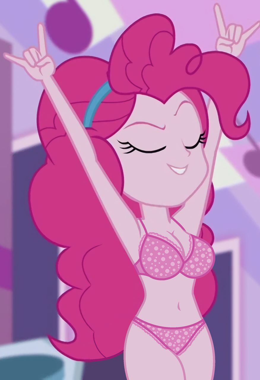 1girls big_breasts BH Brüste bekleidet bearbeiten equestria_girls hasbro my_little_pony Höschen pinkie_pie_(eg) pinkie_pie_(mlp) Screenshot