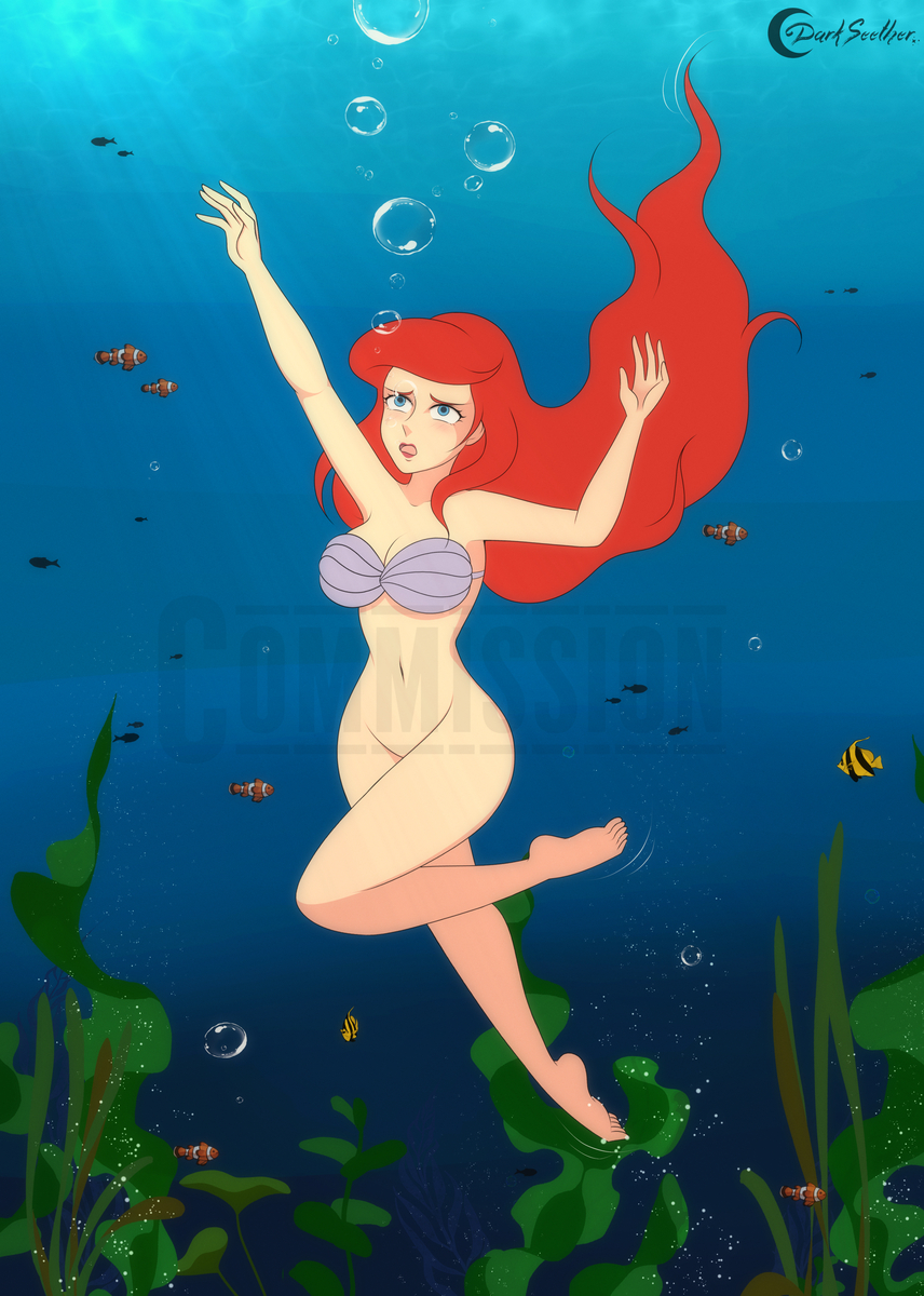 1girl air_bubbles aquaphilia barfuß bodenloser BH bra_only Brüste Blasen Dekolleté Darkseether Disney Ertrinken Füße weiblich menschlich humanisiert Nabel Ozean Princess_ariel Muschi Meer Muschel_BH Solo the_little_mermaid Unterwasser Wasser