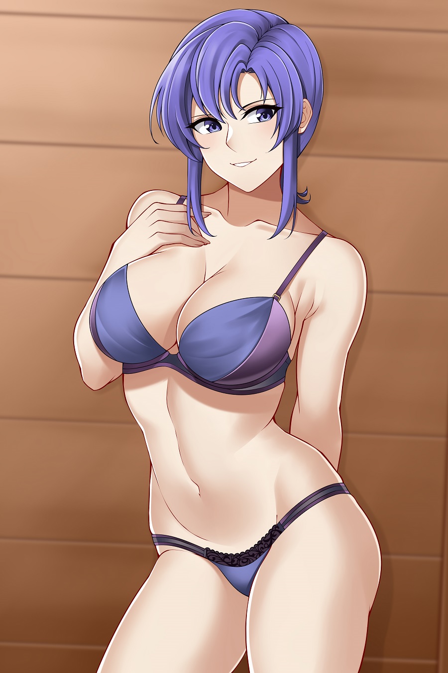 1girl 1girl 1girl verführerisch aslind_samure aslindsamure big_breasts blue_eyes blue_panties BH Brüste Dekolleté female_only fire_emblem fire_emblem:_the_blazing_blade Dessous Nintendo Höschen purple_eyes purple_hair Lächeln Unterwäsche ursula_(fire_emblem)