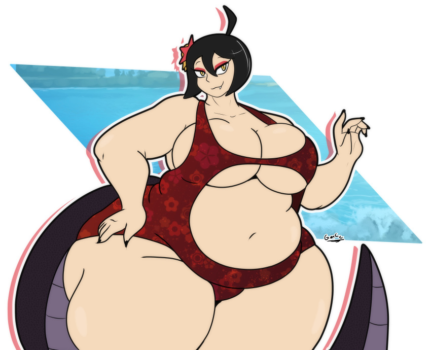 1girl bbw große_brüste bikini krallen eyeliner riesiger arsch nagellack nägel prall saavlewd scharfe_nägel schlange_mädchen badeanzug schwanz dicke_schenkel virtual_youtuber vtuber breite_hüften