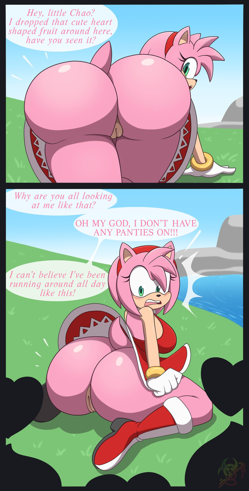 1girl 3others accidental_exposure all_fours amy_rose anthro ass boots bodenlos bubble_butt chao_(sonic) dat_ass dress peinlich berührt english_text exposition weiblich female_focus forgot_panties full_body furry igel riesiger_arsch knien no_panties no_underwear muschi roga14 sega silhouette silhouetted_body rock sonic_adventure sonic_the_hedgehog_(series) text nach oben Rockgarderobe_malfunktion