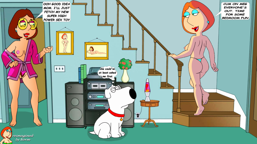 Arsch Brüste brian_griffin erect_nipples Family_guy Brille lois_griffin meg_griffin Schamhaare Muschi Oberschenkel Tanga