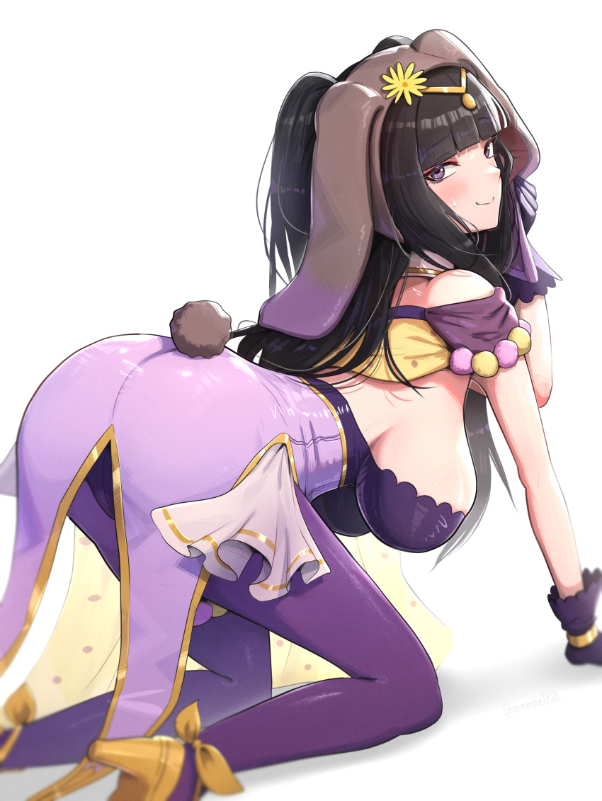 1girl 1girl verführerisches alternatives_kostüm arsch großer arsch große brüste schwarze_haare bunny_ears bunny_girl bunnysuit fire_emblem fire_emblem_awakening fire_emblem_heroes gonzarez long_hair milf nintendo offizielles_alternate_kostüm tharja tharja_(fire_emblem) tharja_(spring)_(fire_emblem)