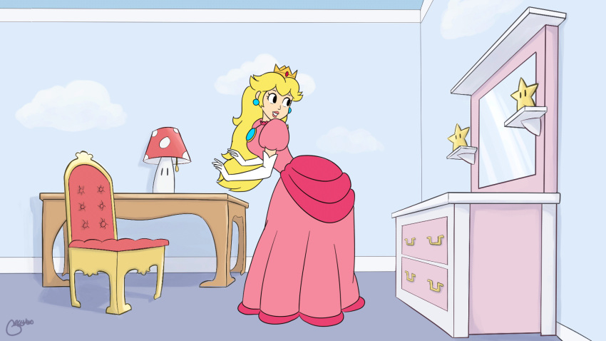 1girl big_asschecking_out gif spiegel spiegelbild nintendo prinzessin_peach frech zitternder_butt ohrfeigen_own_ass super_mario_bros. Breite Hüften