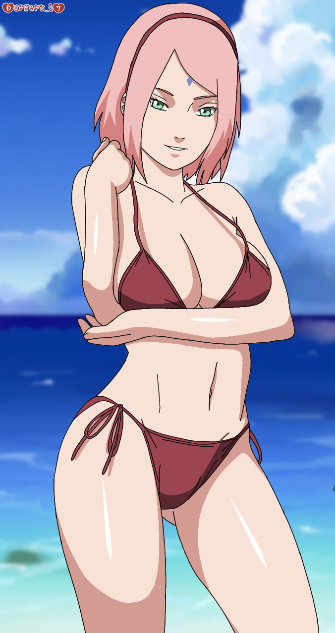 1Mädchen verführerisch große_Brüste Bikini boruto:_naruto_next_generations Dekolleté Darkuro_27 facial_mark Female_only forehead_mark Haarband looking_at_viewer reif reife_weibliche Zwerchfellmilf Naruto Naruto_(Serie) sakura_haruno schulterlanges_Haar Lächeln Solo_Fokus Badeanzug Oberkörper