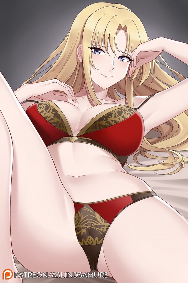 1girl 1girl 1girl verführerisch alternative_breast_size aslind_samure aslindsamure nackte_beine große_brüste große_brüste blonde_haare bh clarisse_(fire_emblem) spaltung fire_emblem fire_emblem:_new_mystery_of_the_emblem light_blue_eyes dessous multicolored_bra multicolored_panties höschen