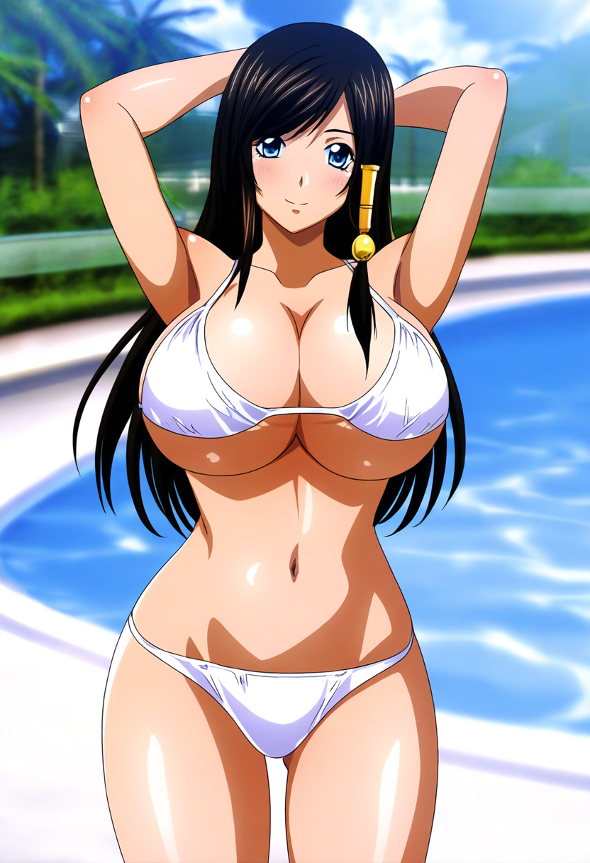 1girl precision_art_style verführerisch nackte_beine große_brüste bikini blaue_augen braune_haare spalte dead_or_alive dead_or_alive_2 dead_or_alive_3 dead_or_alive_4 dead_or_alive_5 dead_or_alive_6 dead_or_alive_xtreme dead_or_alive_xtreme_2 dead_or_alive_xtreme_3. dead_or_alive_xtreme _3_fortune dead_or_alive_xtreme_beach_volleyball dead_or_alive_xtreme_venus_vacation doasuki kokoro posiert swimming_pool tecmo under_boob