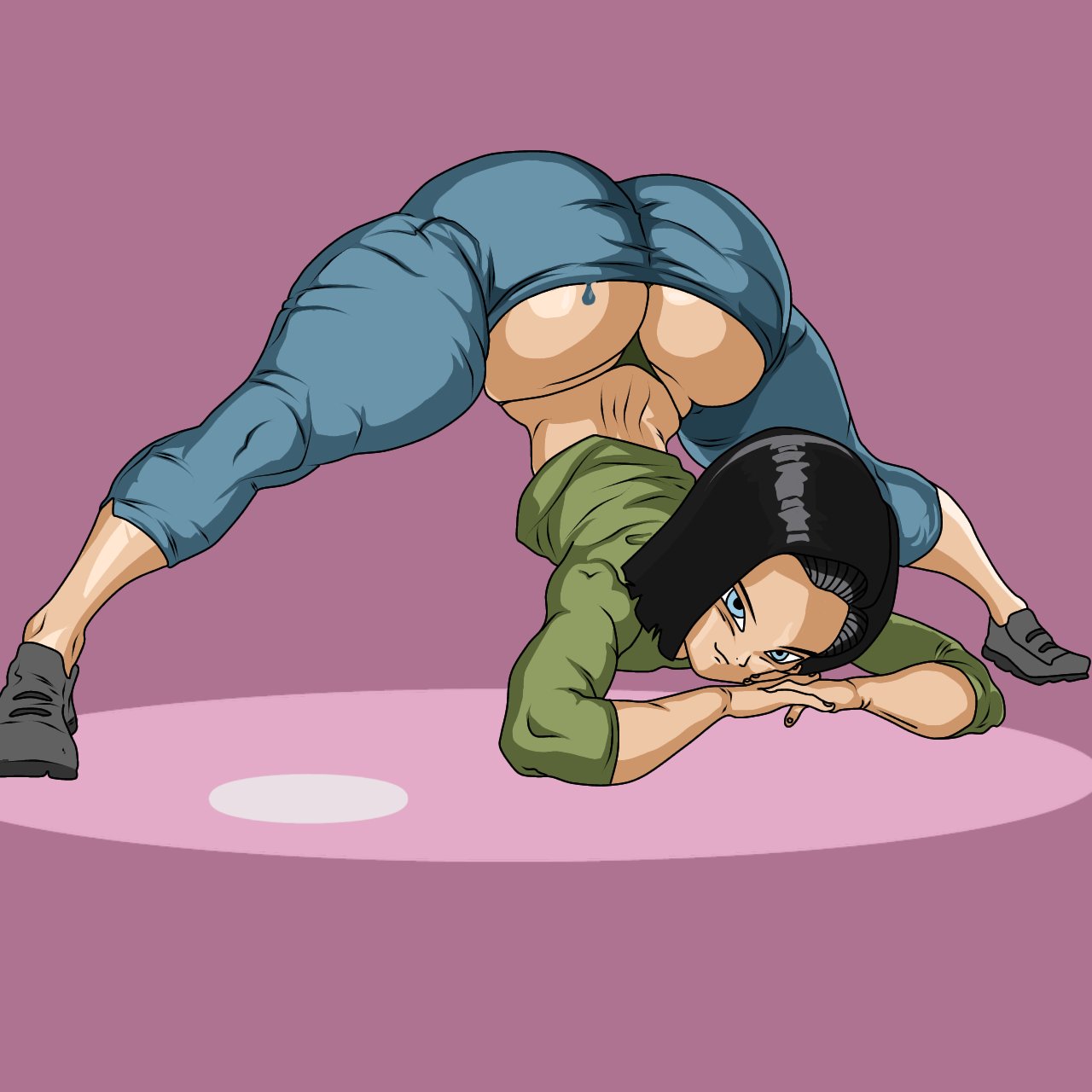 1boy 1girl android android_17 Arsch big_ass black_hair blue_eyes Dragon_ball Dragon_ball_super fat_ass fat_butt weiblich female_android_17 Female_only vollständig_bekleidet riesiger_Arsch Jack-o_pose looking_at_viewer shounen_jump thick_ass thick_butt thick_thighs thighhighs Oberschenkel Tanga