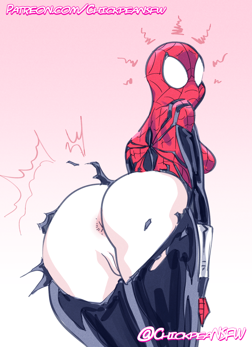 1girl 2023 Anus Arsch Bodysuit Kichererbse exponierter_Arsch Farbverlauf_Hintergrund Blick_zurück Blick_über_Schulter Marvel Marvel_Comics Maske maskiert_weiblich Mayday_Parker Motion_lines Muschi einfacher_Hintergrund Spandex Spider-Girl Spider-Man_(Serie) Spider_Sense Superheldin zerrissener_Bodysuit betrachtet_von_behind Garderobenstörung mit großen Augen
