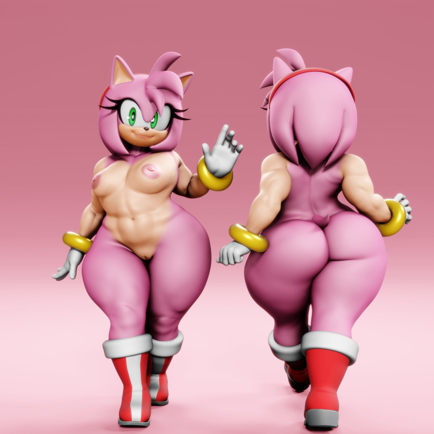 1girl 3d alternate_version_available amy_rose anthro ass big_ass stiefel brusten dat_ass eulipotyphlan weibliche pelzige genitale gloves green_eyes stirnband hedgehog hoch_res humanoid aussehend _hedgehog_ (Serie) Tail vulkyasha