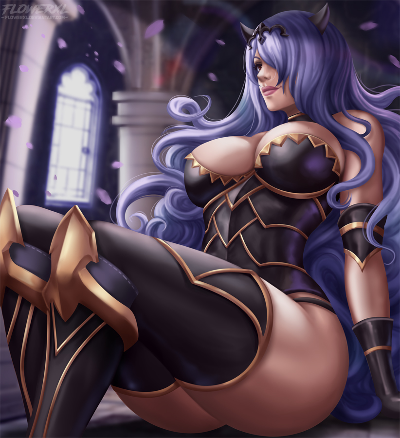 1girl verführerischer Arsch große_Brüste schwarze_Rüstung Stiefel Camilla_(Fire_Emblem) Auftrag Fire_Emblem Fire_Emblem_Schicksals FlowerXL Hair_Over_One_Eye High_Heel_Stiefel High_Heels Lippen Lange_Haare MILF Nintendo Lila_Augen Lila_Haare Tiara Sehr_lange_Haare Welliges_Haar