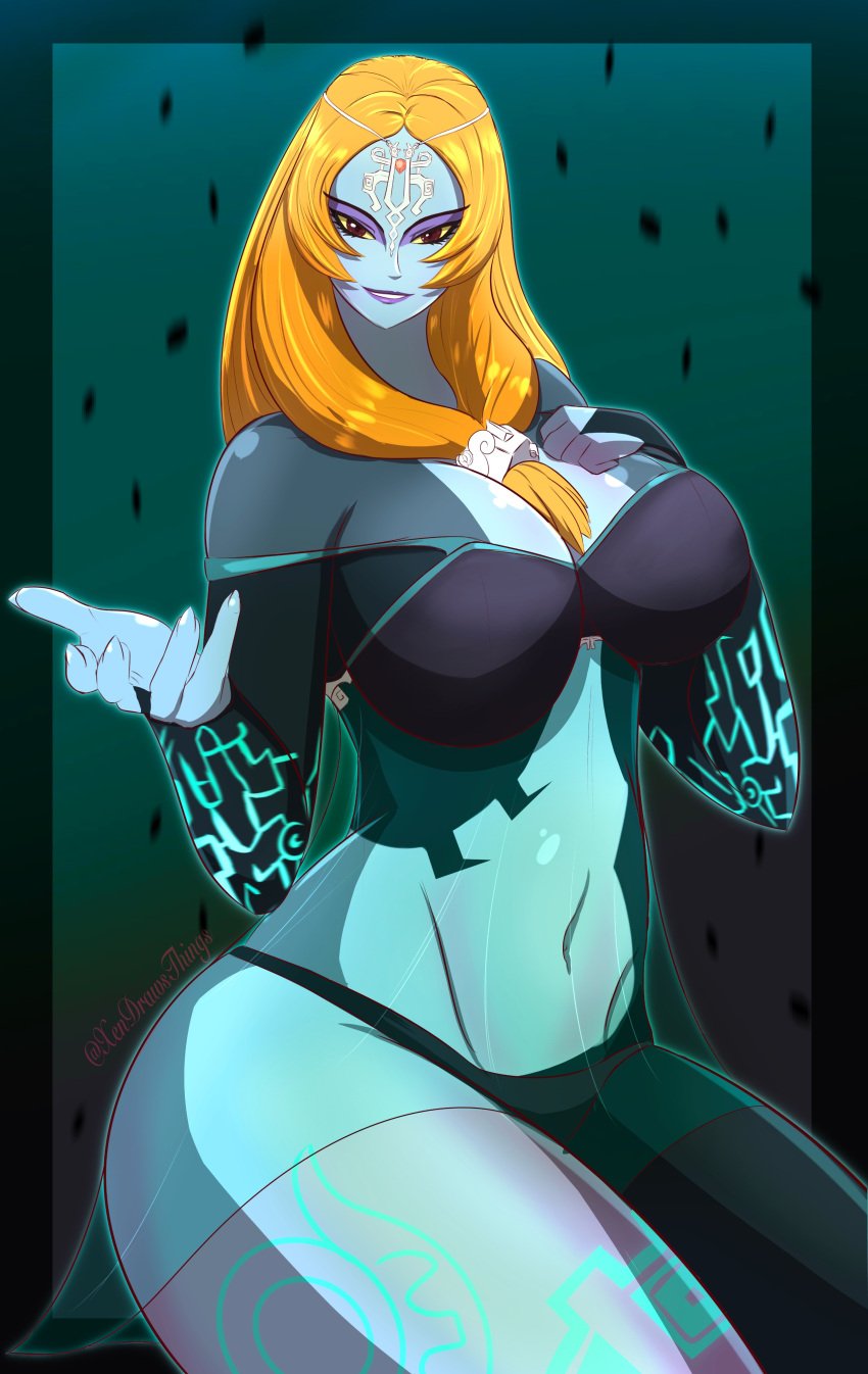 1girl verführerisch big_breasts blonde_hair spaltung come_hither lidschatten dessous midna midna_(true) markiere mich the_legend_of_zelda the_legend_of_zelda:_twilight_princess twili_midna wide_hips xendrawsseggs xendrawsthings