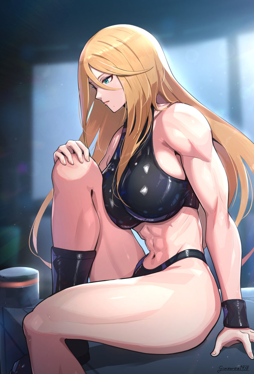 1girl 1girl abs verführerisch sportlich_weiblich große_brüste blonde_haare blaue_augen weiblich_abs fit_weiblich gonzarez hochauflösend hellhäutig_weiblich helle_haut langhaarig metroid bauch nintendo samus_aran dicke_schenkel