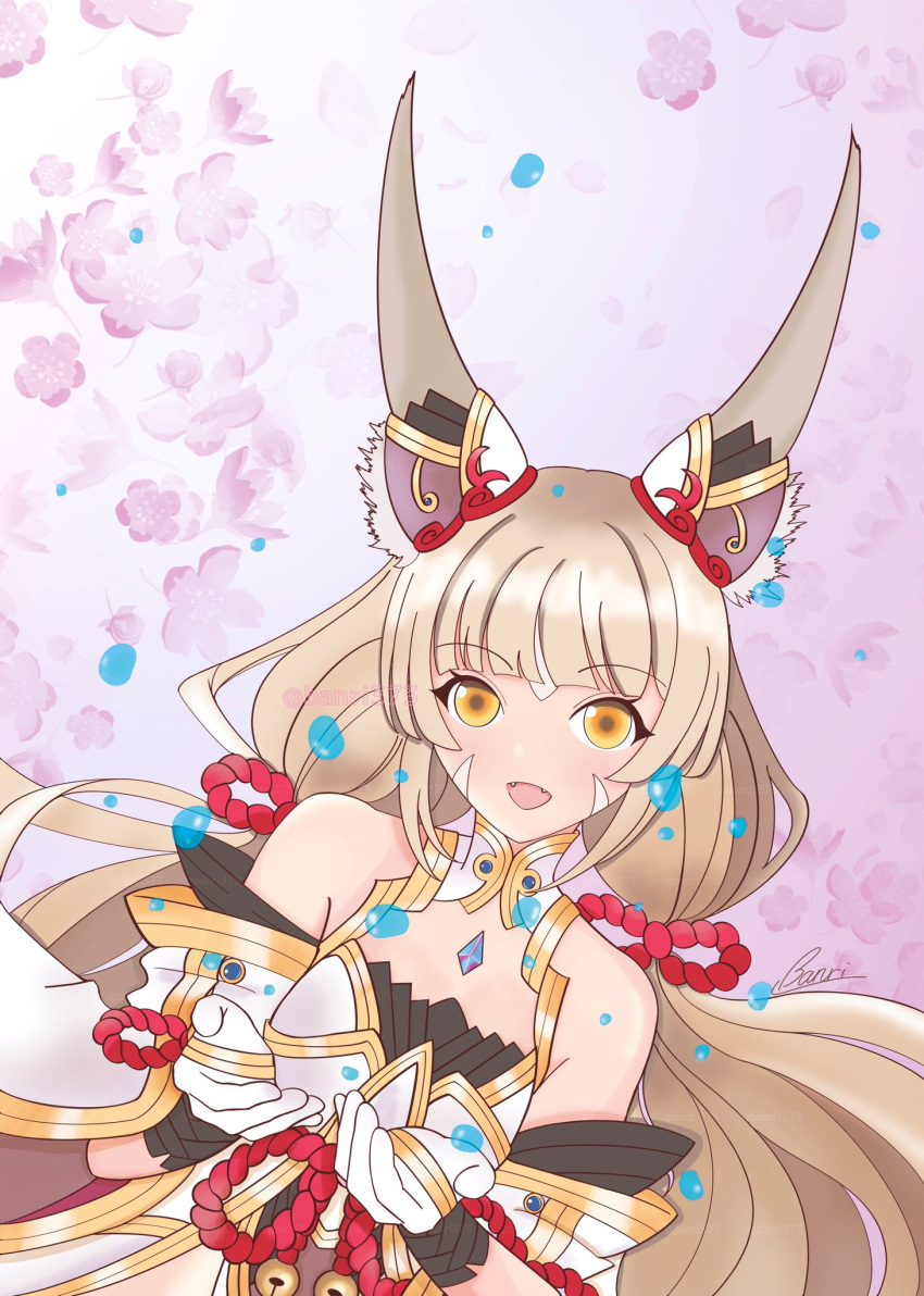 1girl :d verführerisch animal_ear_fluff animal_ears banri37 blonde_hair cat_ears cat_girl commentary_request reißzähne blume handschuhe gradient_background high_res looking_at_viewer nia nia_(blade)_(xenoblade) nia_(xenoblade) nintendo open_mouth pink_background pink_flower small_breasts smile white_gloves xenoblade_(series) xenoblade_chronicles_2 gelbe_augen