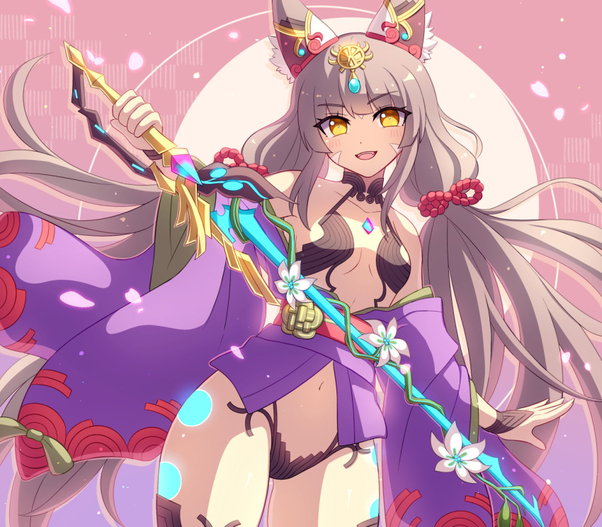 1mädchen verführerisch animal_ears katalysator_scimitar enni facial_mark japanische_kleidung kimono langes_haar niedrig_twintails nia nia_(blade)_(xenoblade) nia_(xenoblade) nintendo open_clothes open_kimono purple_kimono offenbarende_kleidung silber_haar schwert twin_tails very_long_hair waffe xenoblade_(serie) xenoblade_chronicles_2