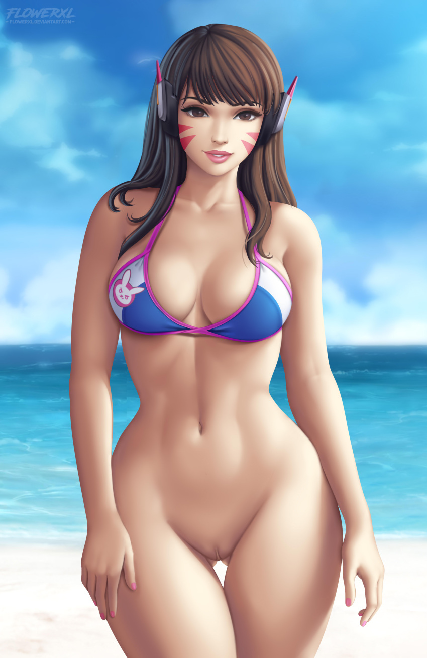 1Mädchen verführerisch asiatisch_weiblich nackte_Beine Strandbikini blau_Bikini blau_Badeanzug bodenlos bodenlos_weibliche Brüste braune_Augen braune_Haare Wolke kurvig d.va d.va_(Overwatch) tagsüber Augenkontakt weiblich_Bauchmuskeln weiblich_nur Fingernägel BlumeXL-Kopfhörer Hüfte_Fokus Lippen lange_Haare betrachten_ein anderes Medium_Brüste Nagellack nackt_von_der_Taille_abwärts kein_Höschen keine_Unterwäsche Ozean Overwatch. blasse Haut ned_female blasse_haut parted_lips pink_nails muschi lächeln Badeanzug thigh_gap getönt video_game_character wollüstig Wasserzeichen web_address wide_hips