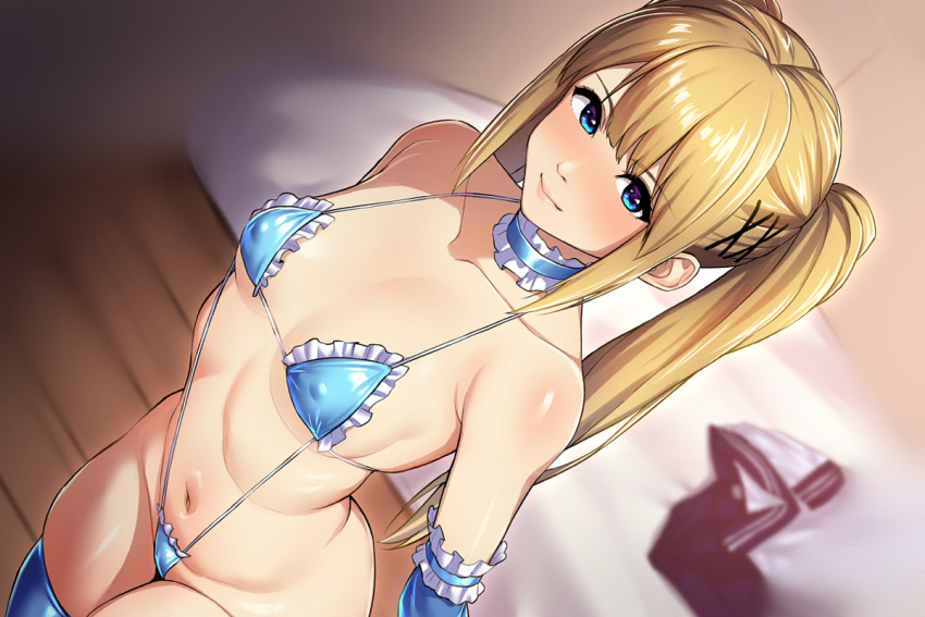 1girl 1girl verführerisches Bett bikini blonde_hair blue_bikini blue_eyes blue_gloves blue_thighhighs verschwommenes Halsband geschlossener_Mund Kommentar covered_erect_nipples dead_or_alive dead_or_alive_6 dead_or_alive_xtreme dead_or_alive_xtreme_2 dead_or_alive_xtreme_3 dead_or_alive_xtreme_3_fortune. dead_or_alive_xtreme _beach_volleyball dead_or_alive_xtreme_venus_vacation Depth_of_field dutch_angle Elbow_gloves frilled_choker Rüschenhandschuhe Hadacra Hair_ornament Hair_ribbon drinnen Long_hair Looking_at_Viewer Marie_rose Bauchnabelband glänzende_Haut Seitenlocken kleine_Brüste Lächeln Stehen Strümpfe Badeanzug nur Symbolkommentar Tecmo Twin_tails ungetragene_Kleidung x_hair_ornament