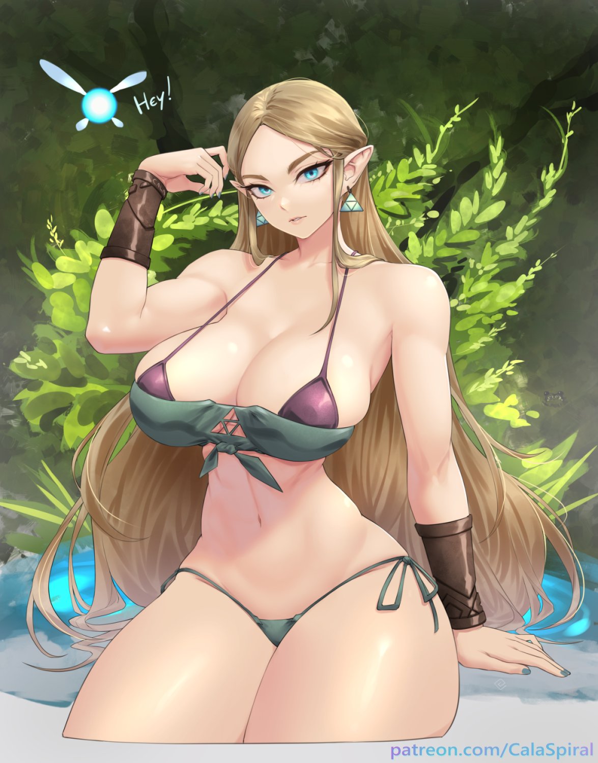 1girl 1girl 1girl verführerisch aqua_eyes armwear big_breasts bikini blonde_hair calad_g Ohrringe female_only high_res long_hair looking_at_viewer navi nintendo pointy_ears Princess_zelda the_legend_of_zelda thick_thighs toned toned_female