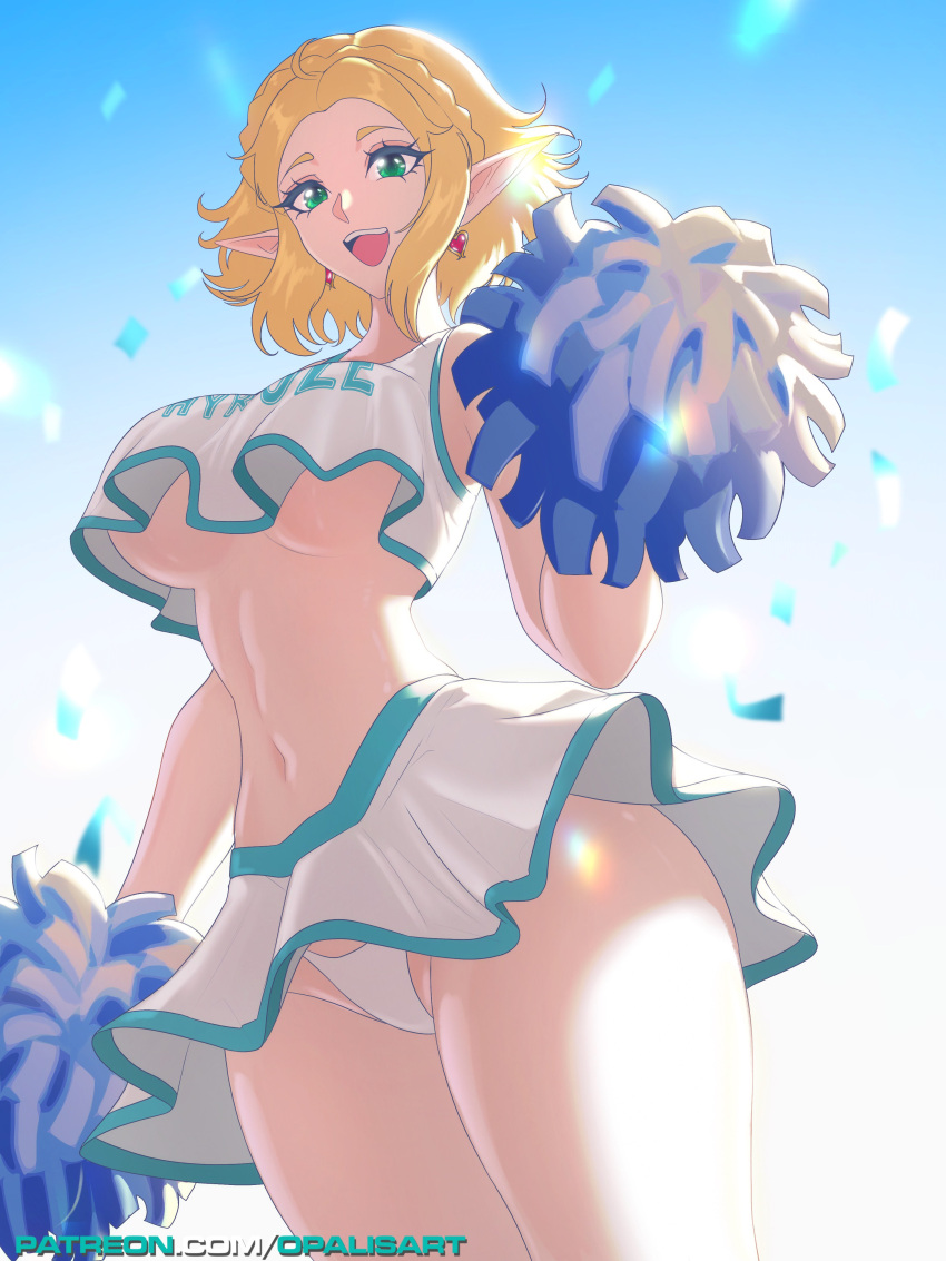 1girl 1girl 1girl verführerisch nackte_Arme nackte_Beine nackte_Schultern nackte_Oberschenkel große_Brüste große_Brüste blonde_Haare Cheerleader cheerleader_outfit cheerleader_uniform bekleidete Kleidungsfarbe elf_ears elf_female weiblich_Fokus weiblich_nur grüne_Augen hochauflösend hellhäutig_weiblich hellhäutig schauend_betrachter Nintendo Opalisart Höschen Prinzessin _zelda short_hair solo_female Tears_of_the_kingdom the_legend_of_zelda thick_thighs under_boob zelda_(tears_of_the_kingdom)