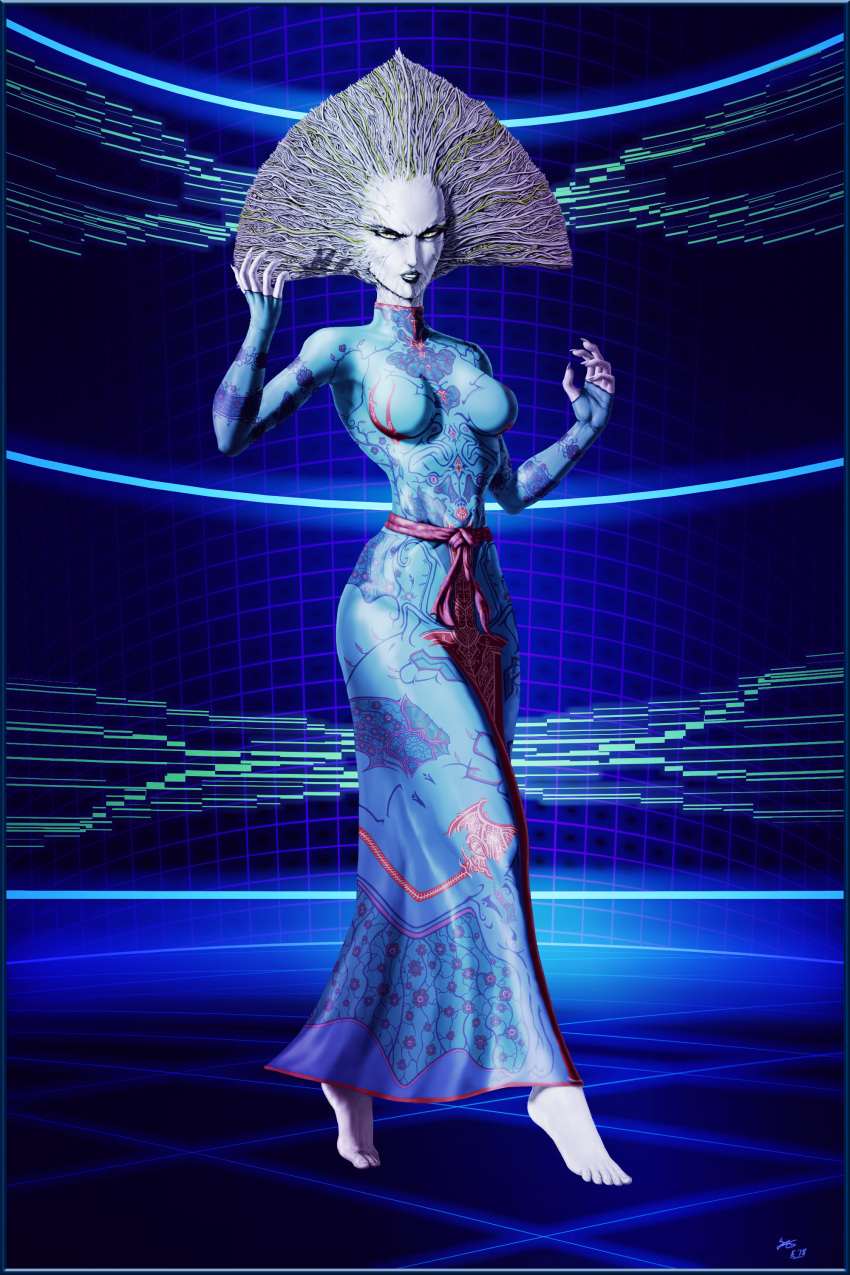 künstliche_intelligenz artist_request azakachi-rd-17 brüste leiterplatte long_dress long_sleeves no_shoes request shodan system_shock rollkragenpullover wire_hair