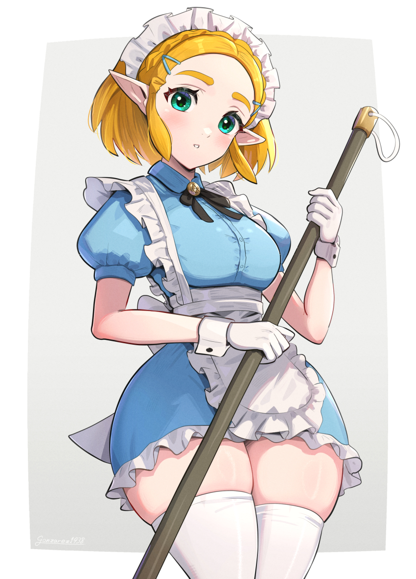 1girl 1girl absurd_res verführerisches alternatives_kostüm blonde_haare blaue_augen enmaided gonzarez high_res dienstmädchen nintendo Princess_zelda skindentation the_legend_of_zelda the_legend_of_zelda:_tears_of_the_kingdom breite_hüften
