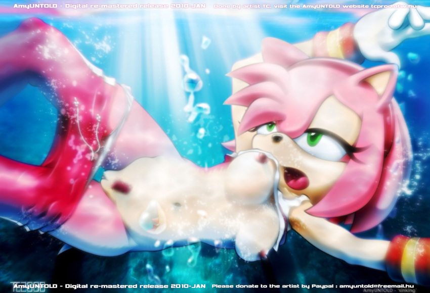 1girl amy_rose anthro brüste blase eulipotyphlan weiblich fell genitalien green_eyes igel säugetier nippel pink_body muschi sega seitwärts solo sonic_(serie) sonic_riders sonic_the_hedgehog_(serie) tc unterwasser wasser