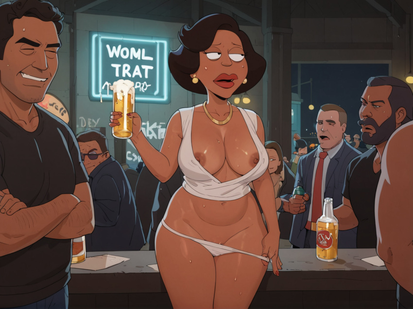 ai_generated beer donna_tubbs betrunken Family_guy Brustwarzen nippels_visible_through_clothing short_hair the_cleveland_show sichtbare_Nippel