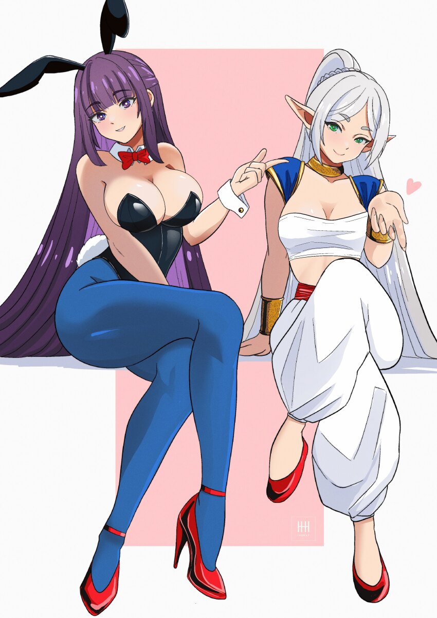 arabian_clothes Bodysuit bulma_brief bulma_brief_(cosplay) bunny_ears Halsband Dragon_ball Dragon_ball_super Dragon_ball_z elf elf_ears elf_female fern_(sousou_no_frieren) frieren frieren_beyond_journey&#039;s_end ihsnet Legwear Long_hair Purple_hair Strümpfe White_hair