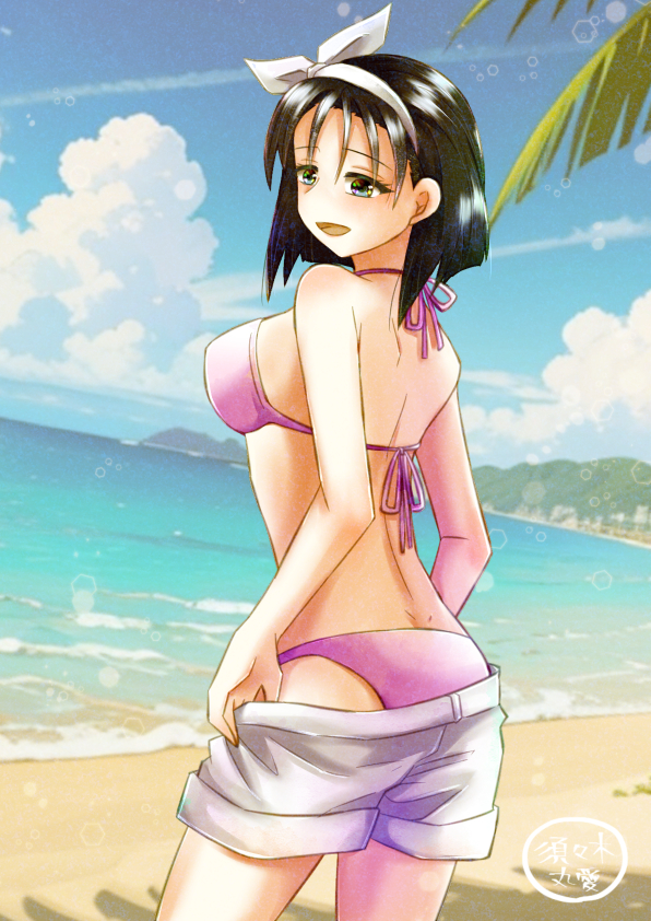 1 Mädchen 1 Mädchen verführerischer Arsch Strand Bikini schwarze Haare blauer Himmel braune Augen Kazama_Jun mittlere Brüste Milf Namco Ozean Shorts Suzuki_(Künstler) Tekken Tekken_2 Tekken_8 Tekken_Tag_Tournament Tekken_Tag_Tournament_2