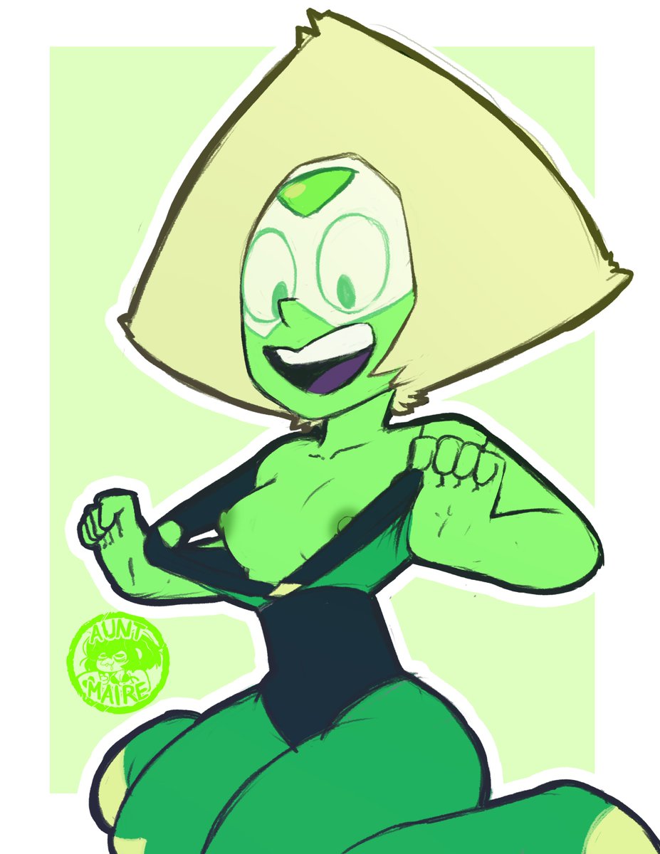 1 Mädchen 1 Mädchen 1 Mädchen Brüste entblößte Brüste nur weiblich Inkershike Kleidung heben Peridot_(Steven_Universe) Steven_Universe zieht sich aus