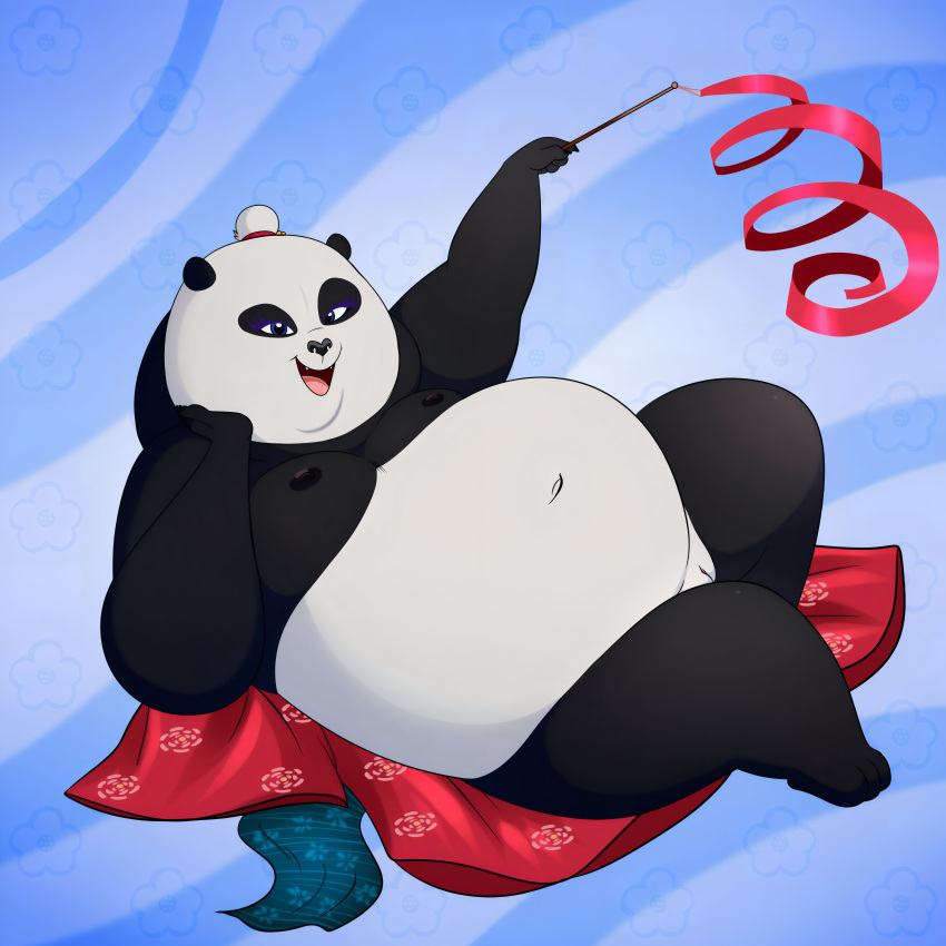 1 Mädchen, großer Arsch, große Brüste, schwarzes Fell, mollig, süß, Riesenpanda, lonbluewolf, Mei_Mei, Panda, posiert, verführerisch, gespreizte Beine, dicker Arsch, dicke Beine, weiße Haut