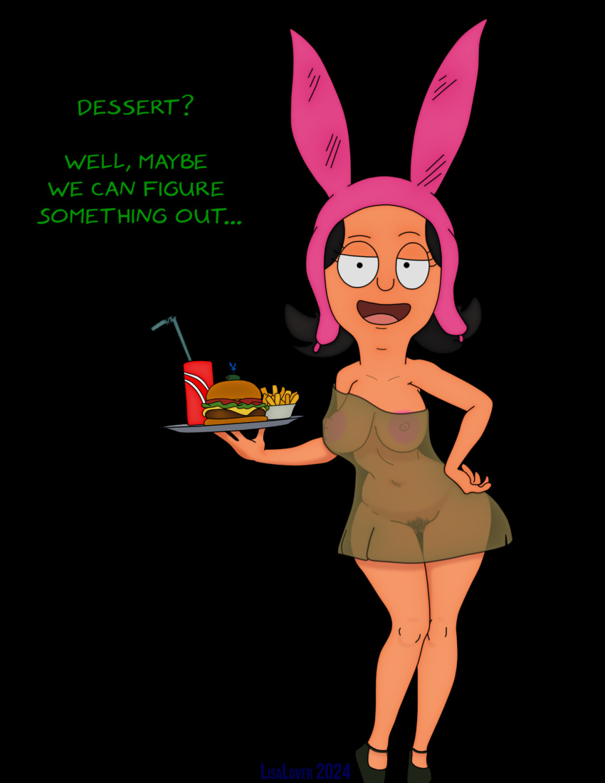 große Brüste Bob's Burger Essen Hamburger große Warzenhöfe Lisalover Louise Belcher stehend transparente Kleidung