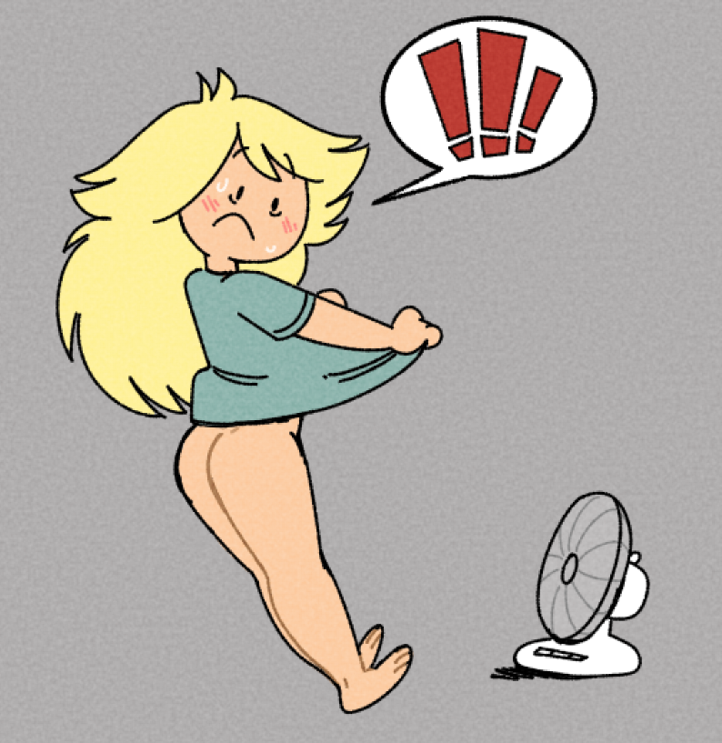 Adventure_Time Adventure_Time:_Fionna_&_Cake Arsch Blonde_Haare Rouge Bodenlos Cooling_Off Electric_Fan Peinlich Peinlich Peinlich_nackt_weiblich Peinlich Enf Fan Fionna_and_Cake Fionna_the_human Long_hair Looking_at_Viewer Looking_back Überraschung überrascht