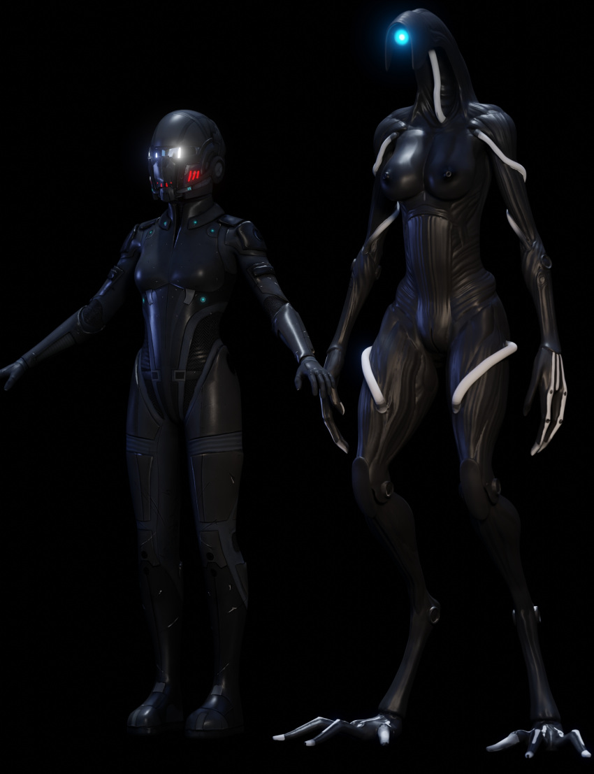 3D (Grafik) 3D-Modell 3D-Rendering Außerirdischer große Brüste Brüste Tarnung Kampfrüstung Außerirdische Frauen Geth Geth-Hopper menschliche Implantate Mass Effect Brustwarzen Picklejuice (Künstler) Muschi synthetisch