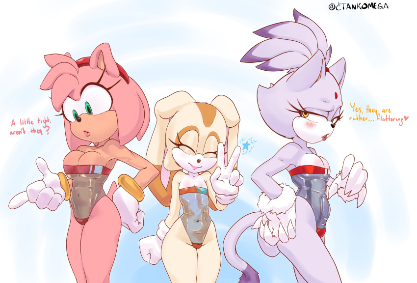 3girls absurd_res Accessoire Amy_Rose Anthro nackte Schultern Zweibeiner Blaze_die_Katze Erröten Armband Brüste brauner_Körper braunes_Fell Beule Cameltoe Krallen Dekolleté geschlossene_Augen bekleidet Kleidung Cream_the_rabbit Ctankomega detaillierte_Beule Dialog Hauskatze Erektion Erektion_unter_der_Kleidung Eulipotyphlan Katzenartige Felis weiblich weiblich_anthro Fell Genitalumriss Genitalien Eichel Handschuhe grüne_Augen gris_badeanzug Gruppe Gynomorph Gynomorph_Anthro Haare Haaraccessoire Haarband Handbekleidung Igel hohe_Auflösung humanoide_Genitalien humanoider_Penis intersexuell intersexuell_anthro Schmuck Lagomorph Turnanzug Hasenartige Lippenstift Make-up Säugetier Meme Meme-Kleidung einteiliger_Badeanzug Penis Penisumriss rosa_Körper rosa_Fell Pferdeschwanz lila_Körper lila_Fell Kaninchen Sega kleine_Brüste Lächeln sonic_the_hedgehog_(serie) bademode schwanz enge_kleidung durchscheinend durchscheinende_kleidung durchscheinende_bademode trio gelbe_augen jung junge_frau