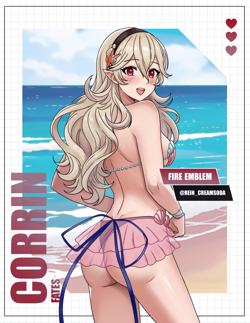 1 Mädchen verführerisch nackte Beine große Brüste Bikini Corrin_(Feueremblem) Corrin_(Feueremblem)_(weiblich) Corrin_(Sommer)_(Feueremblem)_(weiblich) nur weiblich Feueremblem Feueremblem-Schicksale Feueremblem-Helden Mensch magentafarbene Augen Nintendo Rein_Creamsoda Muschelbikini Muschelbikini silbernes Haar Tagme weiße Haut