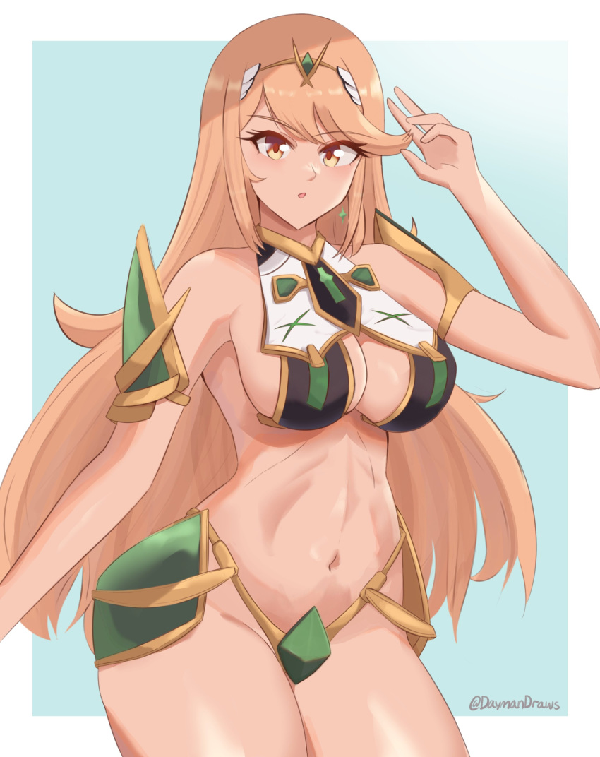 1girl 1girl 1girl verführerisch große_Brüste blonde_Haare Dekolleté Daymandraws weiblich_nur Metal_Bikini Mythra Nintendo Tagme Xenoblade_(Serie) Xenoblade_Chronicles_2