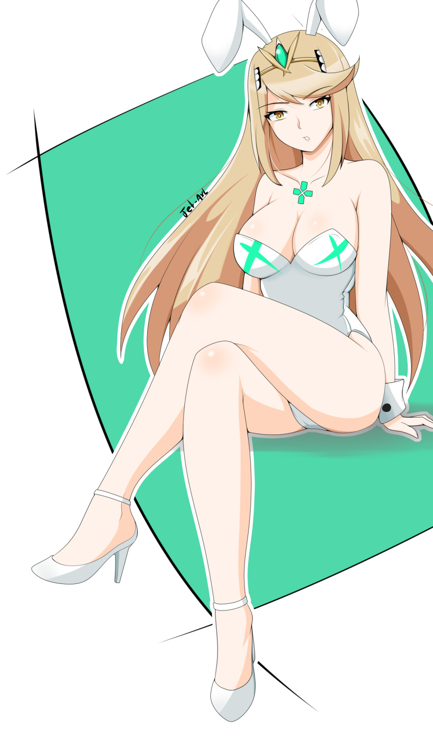 1girl 1girl 1girl verführerisch große_Brüste blonde_Haarspaltung weiblich_nur High-Heels Jetaxl_tanuki mythra nintendo one-piece_bikini tagme xenoblade_(series) xenoblade_chronicles_2