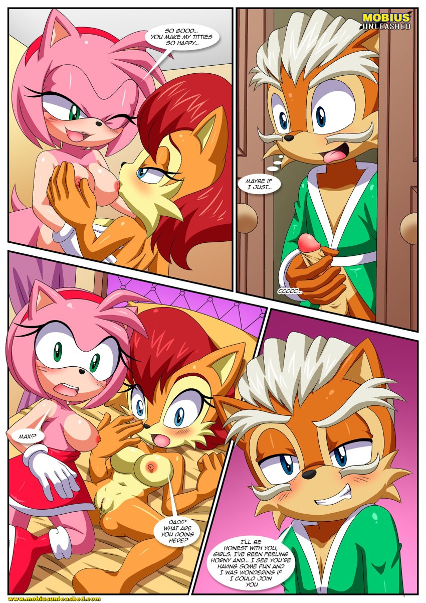 1boy 2_girls amy_rose anthro anus arsch eier barfuß bbmbbf erröten brüste_saugen brüste comic vater_&_tochter weiblich/weiblich männlich männlich/weiblich masturbieren maximillian_acorn mobius_unleashed nabel nippel nackt palcomix penis sally_acorn sega sex sonic_the_hedgehog_(serie) who_is_your_daddy_(comic)